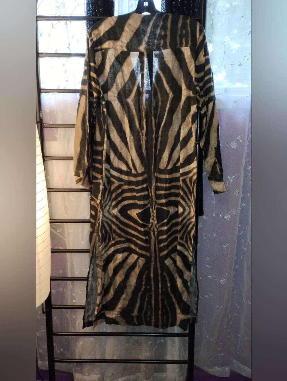 Massimo Dutti 100% Linen Zebra Print Dress. Black And Brown. New With Tags. M - Picture 5 of 10